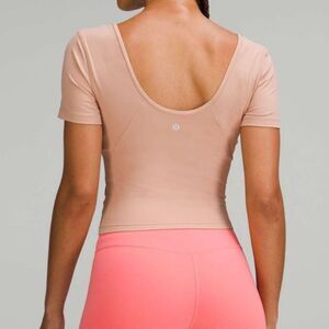 Lululemon nude tan align tee shirt top crop 4